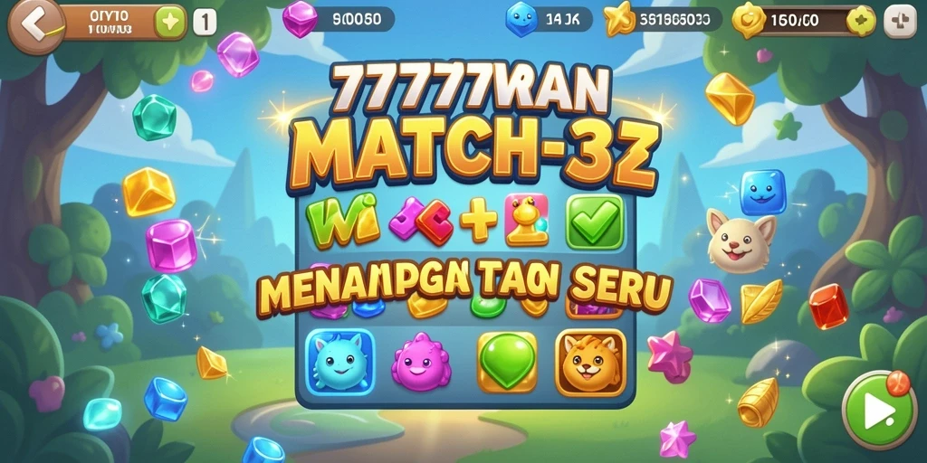 Tampilan gameplay seru dalam permainan 7777W Match-3.