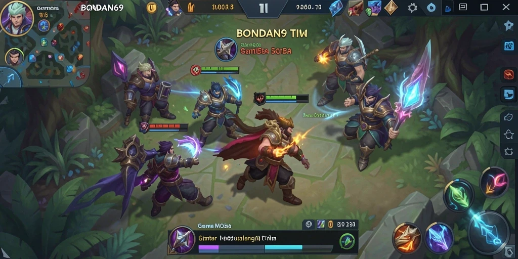 Tampilan gameplay seru dalam BONDAN69 dengan aksi tim MOBA yang menegangkan.