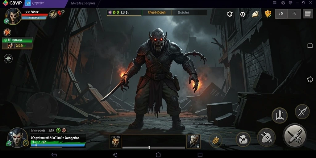 Tangkapan layar gameplay C8VIP menunjukkan suasana menakutkan dan karakter menyeramkan.