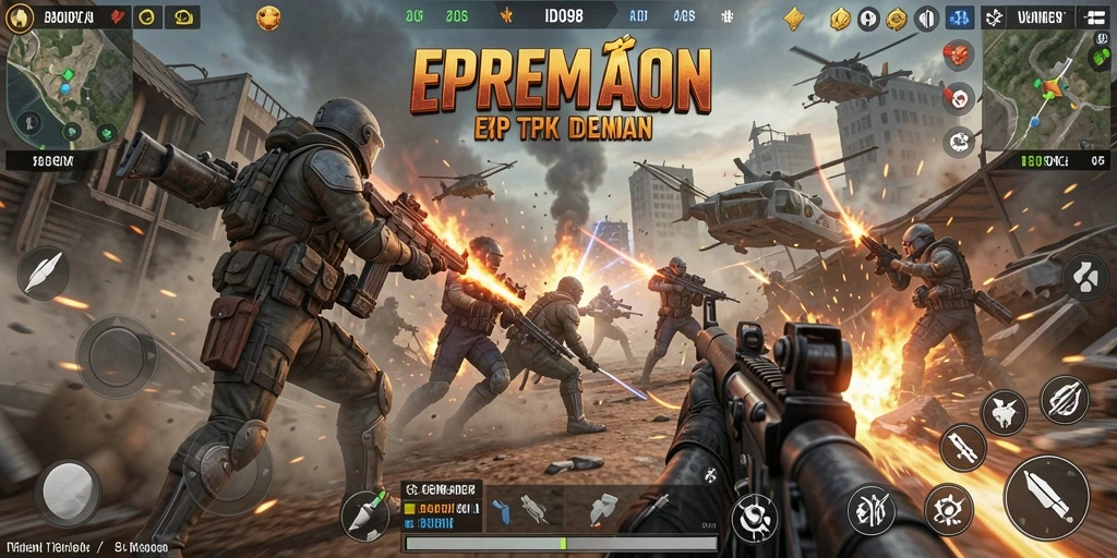Screenshot gameplay ID098 menampilkan aksi tembak-menembak yang seru.