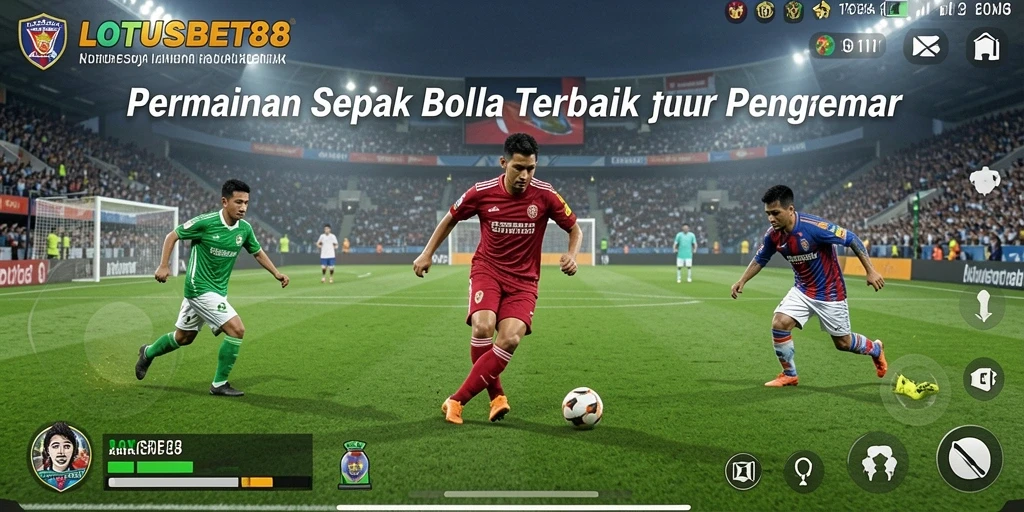 Tampilan gameplay LOTUSBET88 yang menegangkan di lapangan sepak bola.