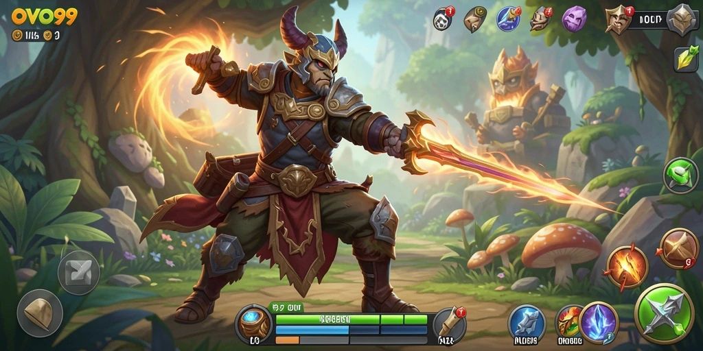 Screenshot OVO99 menampilkan aksi seru dalam pertempuran ARPG.