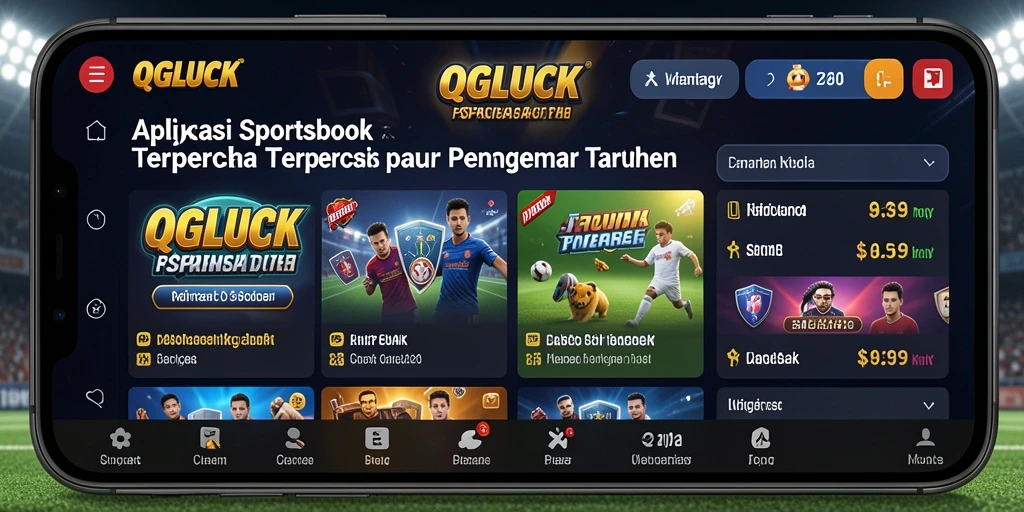 Tampilan antarmuka pengguna QGLUCK saat melakukan taruhan olahraga.