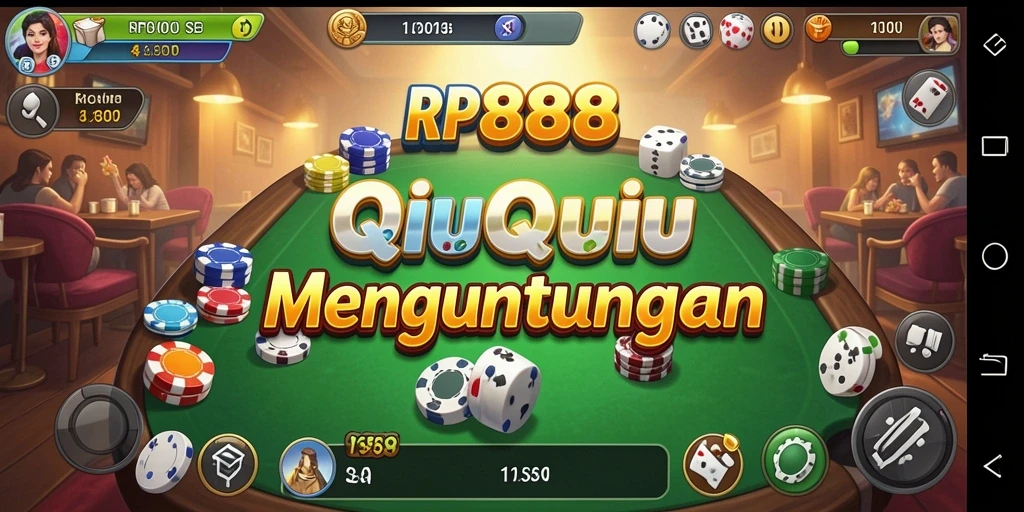 Screenshot RP888 menampilkan momen seru dalam permainan QiuQiu.