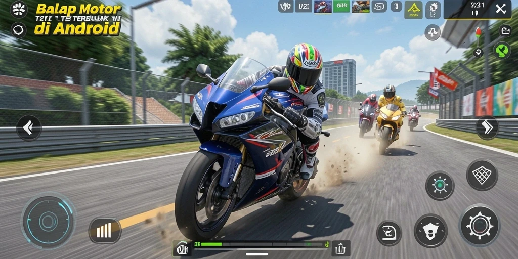 Gameplay seru balap motor di V21 dengan visual yang menakjubkan.